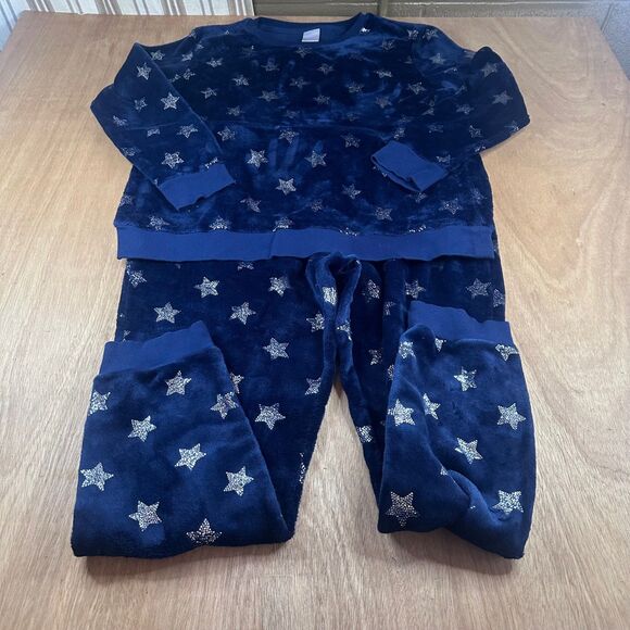 Secret Treasures Plush Star Pajama Set XL 16-18 Navy Cozy Winter Holiday Gift - Picture 2 of 8